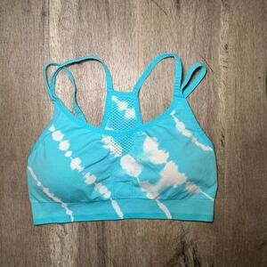 Blue tie-dye sports bra with built-in bra #activewear